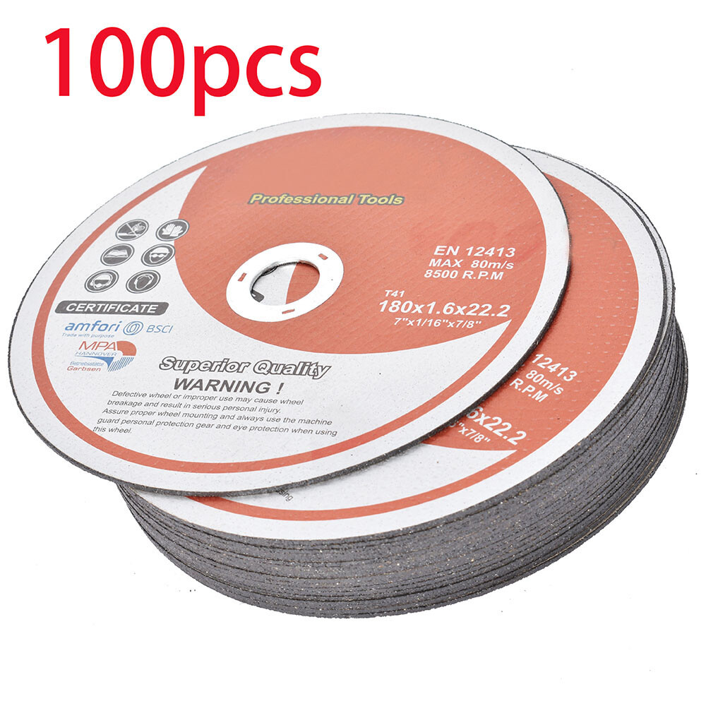 Pack 100 7″x1/16″x7/8″ Cut-off Wheel – Metal & Stainless Steel Cutting Discs
