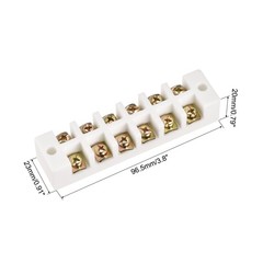 Porcelain Ceramic Terminal Block 6 Way High Temperature 96.5 x 23 x 20mm