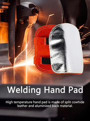 Hand Heat Shield, Welding Hand Pad, Split Cowhide Leather Aluminized Back Weldin