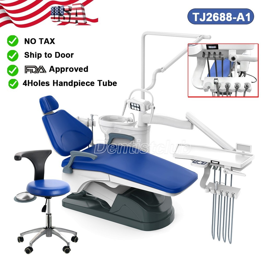 TJ Dental Unit Chair Computer Controlled DC Motor w/Doctor Stool PU Hard Leather