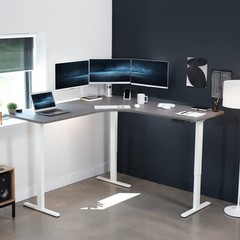 VIVO Dark Gray / White Electric 71″ x 71″ Curved Corner Stand Up Desk