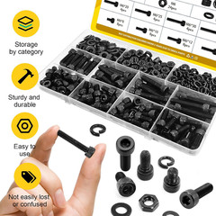 174PCS M6 Screws with Nuts Assortment Kit – M6X8/10/12/16/20/25/30/35 Mm Hex Soc