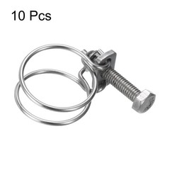 10Pcs Double Wire Hose Clamp 24-27mm Adjustable Hose Clip with M6 Bolt