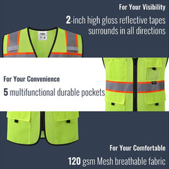 Safety Vest for Men Women Hi Vis Relfective Vest with Pockets High