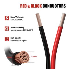 18AWG 2 Conductor Red Black Automotive Electrical Wire 25FT 18 Gauge Wire