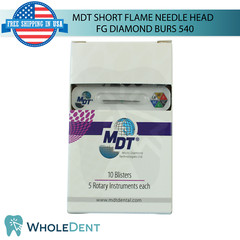 Dental MDT Short Flame Needle Head 540 FG Diamond Burs Ø1.0mmX4.0mm L21.0mm