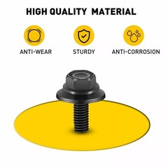 40PCS Body Bolts Screw Fastener Fender M6-1.0x 16mm Long- 10mm Hex- 17mm Washer