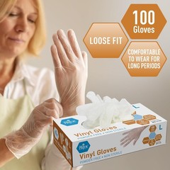 Med PRIDE Vinyl Gloves| 4.3 mil Thick, Powder-Free, Non-Sterile, Heavy Duty
