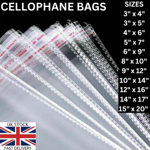 Clear Self Adhesive peel & Seal Cellophane Plastic OPP Transparent packing Bags