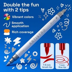 24 Metallic Acrylic Paint Markers – Paint Pens for Drawing, Brush + Fine Tips –