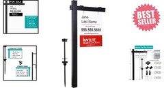 Elegant 72” Black Vinyl Realtor Sign Post with Pre-Printed Open House Text