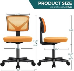 Compact Orange Desk Chair with Adjustable Height & Mesh Back – Modern Style
