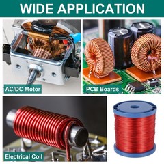 20 AWG Magnet Wire, 20 Gauge 80 oz Enameled Copper Wire, 155C(311F), Red,Blue