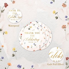 Spring Wild Floral Wedding Thank You Labels Thank You for Celebrating with St…