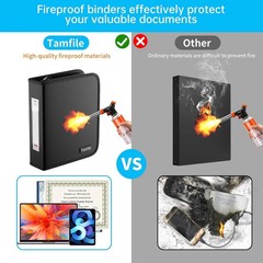 Fireproof 3 Ring Binder with Zipper, 1.5 Inch D Ring Binder Hold Up 375 Sheets o