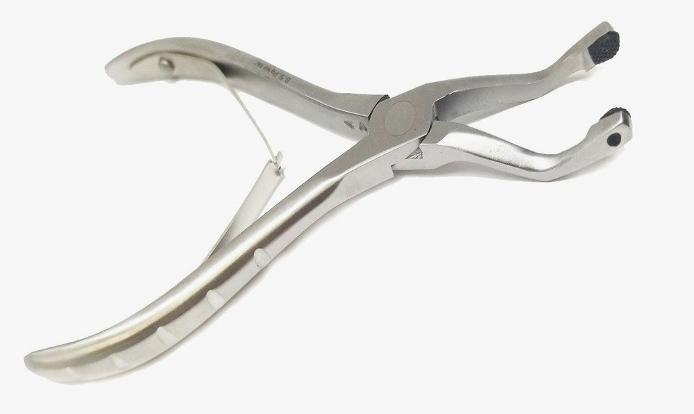 DENTAL CROWN GRIPPER REMOVER PLIERS 6″ ANGLED W/ REPLACEABLE SILICONE TIPS