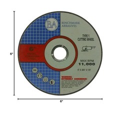 Benchmark Abrasives 6″ Aluminum Oxide Type 1 Cut Off Wheels, 25-Count | For Meta