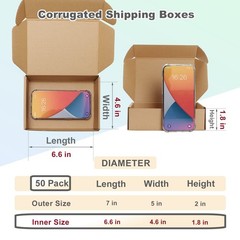 7x5x2 In Shipping Boxes Pack of 50 Small Corrugated Cardboard Box for Mailing
