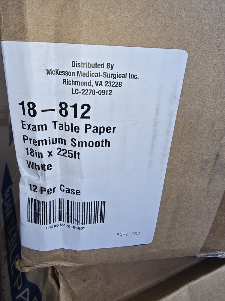McKesson Medical Exam Table Paper Premium White Smooth 18in x 225ft 12 Rolls