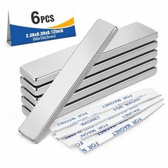 Strong Magnet Strips Heavy Duty – Rare Earth Magnets with Adhesive – Pack of 6