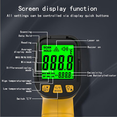 Infrared Thermometer Pyrometer Temperature Gun -58°F to 1796°F, 50:1 Distance