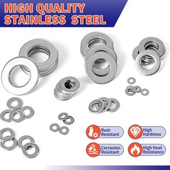 1100 Pcs Flat Washers Assortment Kit-304 Stainless Steel, 9 Metric Size (M2–M12)