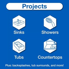 GE Advanced Silicone Caulk for Kitchen & Bathroom White 2.8 fl oz Tube 1 Pack