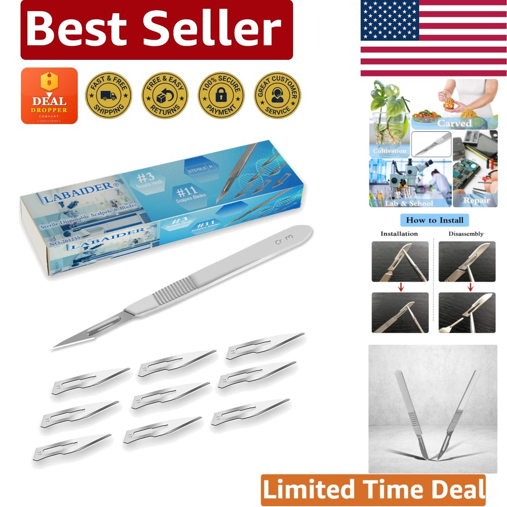 Surgical Grade Sterile Blades – 10pcs Carbon Steel Scalpel Set for Medical Use