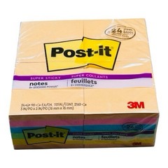 24 Pads Post-it Super Sticky Notes 3 x 3 Energy Boost Collection 90 Sheets/Pad