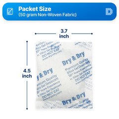 50 Gram X 200 EA “Dry & Dry” Premium Pure Reusable Silica Gel Desiccant Packets