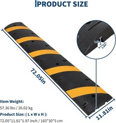 1PC 6ft Heavy Duty Rubber Speed Bump Cable Protector Ramp Stream Hump Driveway