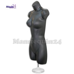 BLACK & FLESH MANNEQUIN FEMALE TORSO DRESS FORMS SET with TABLE TOP STANDS