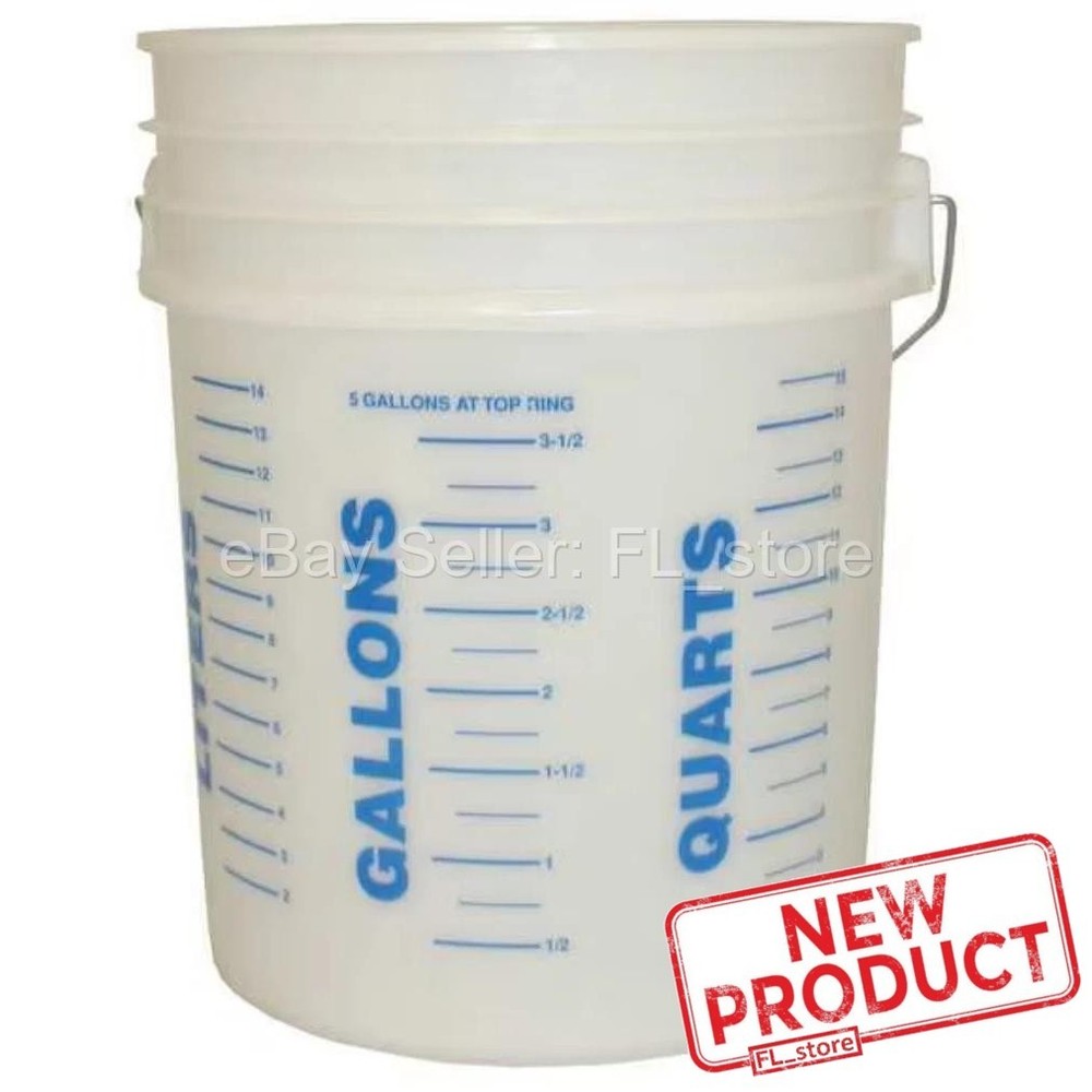 Kraft Tool 5 Gallon Measuring Bucket w/Measurements Imprinted Translucent NEW