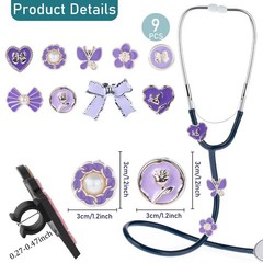 LuneCalt Bling Stethoscope Charm for Nurse – 9Pcs Resin Plastics Purple Bowko…