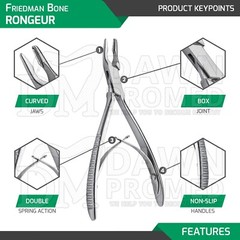Friedman Bone Rongeur 5.5″ 2.5mm Jaws Surgical Dental Instruments German Grade