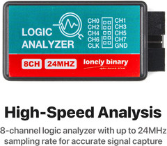 Logic Analyzer 8 Channels 24Mhz USB Kit with Base Module, Breadboard Breakout Bo