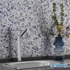 M MOFIT Small Penny Round Peel and Stick Backsplash Tile 10 Sheets Blue