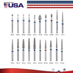 AZDENT 100Pcs Dental Diamond Burs for High Speed Handpiece Medium FG 1.6MM