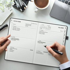 Leather Academic Planner 2026-2027: A5 Black Business Weekly & Monthly Planner f