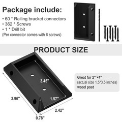 Deck Railing Bracket Connectors,20pcs Kit,2×4,Brackets for Connection of Wood…