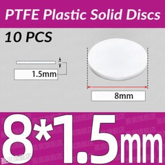 Dia 8-100mm T=1.5mm PTFE Plastic Solid Discs Flat Round Pad Sealed Cushioning