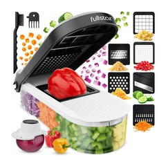 Fullstar Core Vegetable Chopper – Chop and Slice Lid – 6-in-1, White/Black