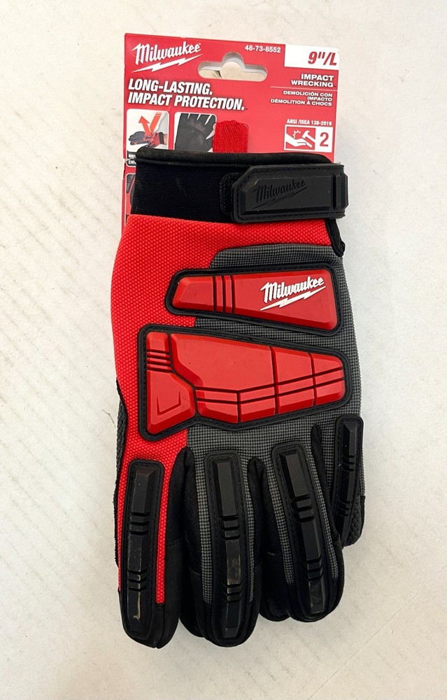 NWT – Milwaukee Demolition Impact Wrecking Gloves Black/Red, Large, 48-73-8552