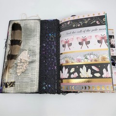 Blue Green Mushroom and Moon Goddess Handmade Junk Journals with Ephemera Folio
