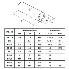 10 Pcs Non Insulated Butt Connectors, AWG# 4 Non-Insulated