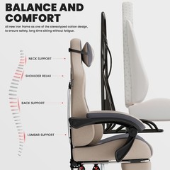 Gaming Chair with Massage,Ergonomic PC Computer Chair with Footrest Comfortable