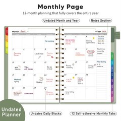 Undated Planner, Weekly and Monthly Calendar, 53 Weeks and 12 Months, A5 (6.3…
