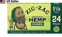 Zig-Zag Organic Hemp Rolling Paper Pre Rolled Cones 1 1/4 Size 24 Pack