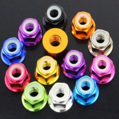 2-10PCS M2-M8 Colorful Aluminum Flange Nylon Lock Nuts RC Bike Fasteners