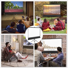 Projector Screen and Stand 84″ Indoor Outdoor 16:9 4K HD with Carry Bag Black
